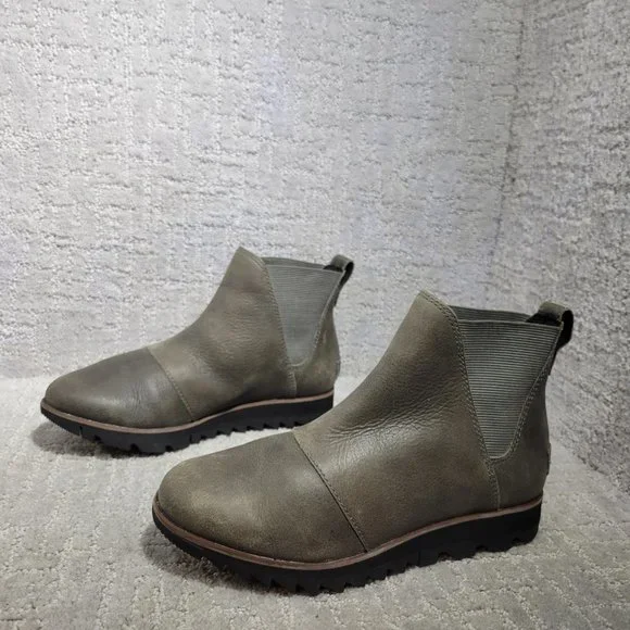 Sorel Harlow Women's Size US 5.5 Gray Leather Chelsea Pull On Ankle Boots NEW - Picture 5 of 9
